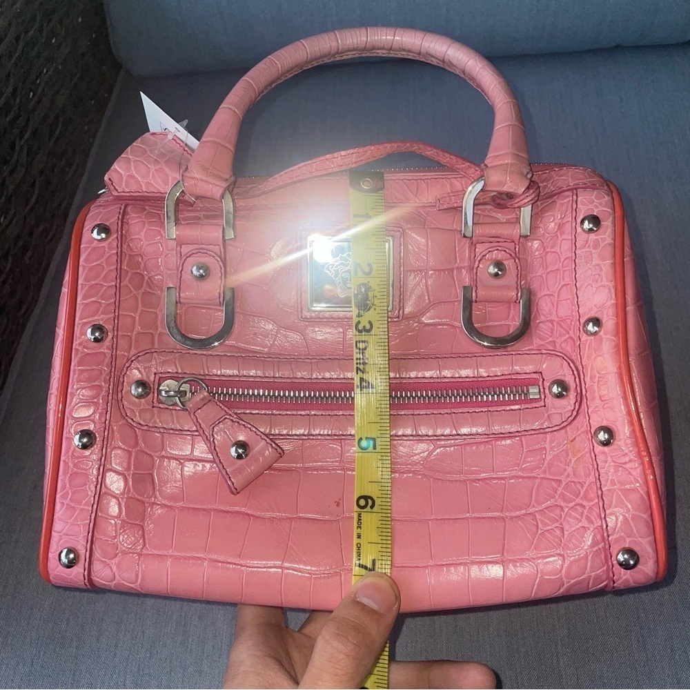 🩷Vintage Versace bag croc embossed leather y2k Boston duffle mini la Medusa bag - Picture 12 of 17